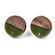 Orecchini a bottone in resina opaca e legno di noce MAK-N032-008A-B03-2