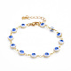 Brass Enamel Evil Eye Link Chain Bracelets & Necklaces Jewelry Sets SJEW-JS01191-8