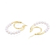 ABS Plastic Imitation Pearl Beaded Double Oval Hoop Earrings EJEW-P205-13G-3