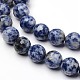 Facettierte natürliche blaue Fleck Jaspis Runde Perlenstränge G-L377-27-12mm-1