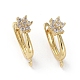 Brass Micro Pave Cubic Zirconia Hoop Earring Findings with Latch Back Closure ZIRC-G158-07G-1