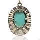 Antique Silver Plated Alloy Synthetic Turquoise Big Pendants for Gemstone Necklace Making PALLOY-J273-01AS-2