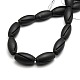 Natural Oval Black Stone Beads Strands G-P062-41-2