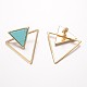 Synthetic Turquoise Ear Studs EJEW-G147-C02-2
