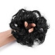 人工毛髪の延長  女性のお団子のためのヘアピース  ヘアドーナツアップポニーテール  耐熱高温繊維  ブラック  15cm OHAR-G006-A01-1