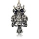 Antique Silver Alloy Rhinestone Owl Pendants for Halloween Jewelry ALRI-J059-01AS-1