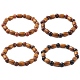 Natural Wood Beaded Stretch Bracelets BJEW-JB09621-1