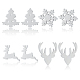 Anattasoul 4 ペア 4 スタイルのクリスマスツリー & 鹿 & スノーフレークの絶妙なチタン鋼のスタッドピアス女性用  ステンレス鋼色  8~12.5x9~10mm  ピン：0.6mm  1ペア/スタイル EJEW-AN0002-38-1