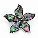 Flower Shape Natural Abalone Shell/Paua Shell Brooch Pin G-N333-012B-RS-2