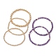 5 Uds. Conjunto de pulseras elásticas con cuentas de latón y amatista natural de 5 estilos para mujer BJEW-JB09663-01-1