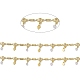 Brass Rectangle & Cubic Zirconia Flat Round Link Chains CHC-P010-03G-2