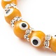 Bracelets extensibles en perles rondes au chalumeau mauvais œil BJEW-JB06211-6