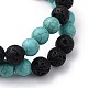 Synthetic Turquoise(Dyed)(Dyed) & Natural Lava Rock Beaded Stretch Bracelets Sets BJEW-JB05416-03-2