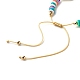 女の子の女性のための模造真珠編みビーズブレスレット  ポリマークレイヘイシビーズサーファーブレスレット  カラフル  内径：1-5/8~4インチ（4~10.2cm） BJEW-JB07156-5