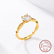 クリアキュービックジルコニアダイヤモンドフィンガーリング  スターリングシルバーの指輪925個  ゴールドカラー  usサイズ9（18.9mm） MS4914-4-3