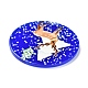 クリスマステーマ3Dプリントレジンペンダント  DIYイヤリングアクセサリー  模様付きのフラットラウンド  鹿の模様  37.5x2.5mm  穴：1.6mm RESI-I036-02B-3