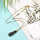 Double Pointed Natural Lava Rock Pendant Necklace NJEW-JN03720-04-2