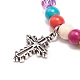 Bracelet extensible en perles synthétiques turquoise (teint) et acrylique avec breloque en alliage pour femmes BJEW-JB08627-06-4