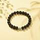 Natural Lava Rock Stretch Bracelet with Word Love Alloy Beads BJEW-JB08192-02-2