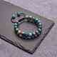 Bracelet tressé en perles d'apatite naturelle BJEW-SW00001-09-3