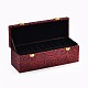 長方形シノワズリー刺繍シルクブレスレットボックス  ベルベットと  木材や金属の留め金  10 compertments  暗赤色  30x10x10.4cm SBOX-N003-10-4