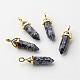 Natural Snowflake Obsidian Pointed Pendants G-G902-A05-2