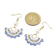 Éventail en perles de verre avec boucles d'oreilles pendantes en perles d'imitation EJEW-MZ00067-01-2