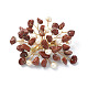 Éclats de jaspe rouge naturel et broche fleur perlée JEWB-BR00098-02-1