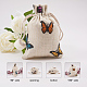 ポリコットン（ポリエステルコットン）パッキングポーチ巾着袋  印刷された蝶と  小麦  14x10cm X-ABAG-T004-10x14-03-4