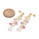 Natural Pearl with Glass Seed Flower Dangle Stud Earrings EJEW-MZ00026-2