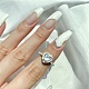 925 anillo de dedo de plata de primera ley con baño de rodio RJEW-A019-45B-01P-2