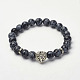 Natural Snowflake Obsidian Beaded Stretch Bracelets BJEW-P069-05AS-1