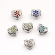 Heart Antique Silver Plated Alloy Rhinestone European Large Hole Beads CPDL-M014-04-1