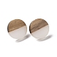 Плоские круглые серьги-гвоздики из смолы и орехового дерева с 304 штифтом из нержавеющей стали для женщин EJEW-N017-010A-02-1