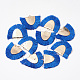 ポリエステルタッセルパーツ  真鍮パーツ  半円  ライトゴールド  ブルー  25~27x32~35x3mm  穴：3x1.5mm FIND-S272-03-2