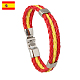 Flag Color Imitation Leather Triple Line Cord Bracelet with Alloy Clasp GUQI-PW0001-086P-1