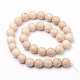 Facetas de madera petrificada naturales hebras de perlas redondas G-L377-35-10mm-2