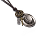 Adjustable Retro Zinc Alloy Pendant and Leather Cord Lariat Necklaces For Men NJEW-BB15989-A-10
