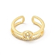 Anillo con patrón de letra h anillos de puño abiertos de circonita cúbica transparente con micro pavé de latón&nbsp;RJEW-G309-21G-2