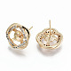 Brass Micro Pave Clear Cubic Zirconia Stud Earring Findings KK-T062-54G-NF-2