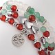 Natural Carnelian(Dyed & Heated) & Green Aventurine & White Agate Beaded Stretch Bracelet Set with Non-magnetic Synthetic Hematite Heart BJEW-JB09182-5