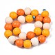 Halloween Spray Painted Natural Wood Beads Strands WOOD-S053-55B-2