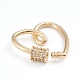Brass Micro Pave Clear Cubic Zirconia Screw Carabiner Lock Charms ZIRC-I041-01G-3