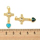 Croce con cuore pendenti in ottone con micro pavè di zirconi e opale sintetico KK-K356-05G-3