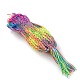 Pulsera ajustable trenzada de poliéster de color arcoíris para mujer BJEW-F454-04-4