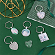 UNICRAFTALE 12pcs Heart Flat Round Oval Square Alloy Keychains with 304 Stainless Steel Split Key Rings and Transparent Glass Cabochons Antique Silver Keychains for Jewlery Making 5.5~6cm KEYC-UN0001-11-3
