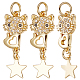 Beebeecraft 1 Box 10Pcs Crystal Cat Charms 18K Gold Plated Cute Kitten with Star Pendant Charms with Jump Ring for Earring Necklace Bracelet KK-BBC0005-17-1