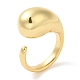 Rack Plating Brass Teardrop Open Cuff Ring for Women X-RJEW-A016-03G-3