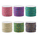 パンダホール 6巻 6色綿編み糸  スプールで  ラウンド  ミックスカラー  1.2mm  約21.87ヤード（20m）/ロール  1ロール/色 OCOR-TA0001-50-1