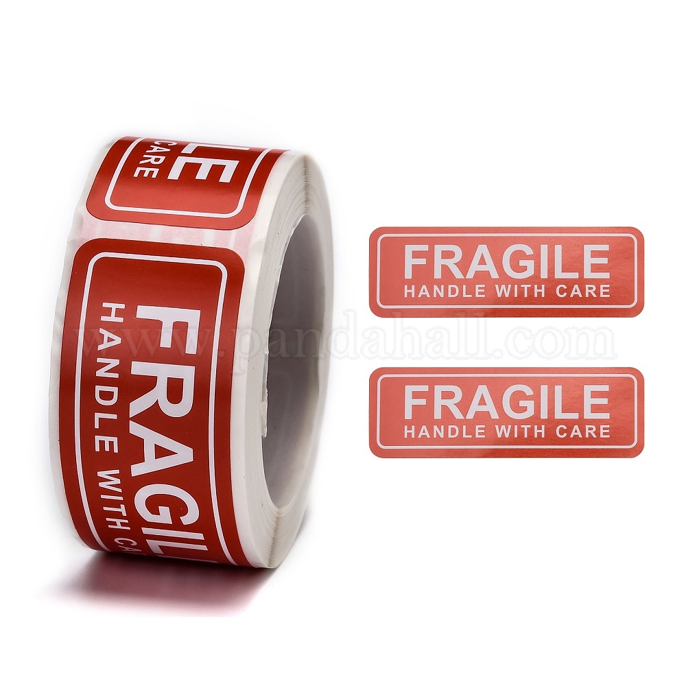 FRAGILE Paketband Braun - 3 Rollen Zerbrechlich Aufkleber 50mm X 50m